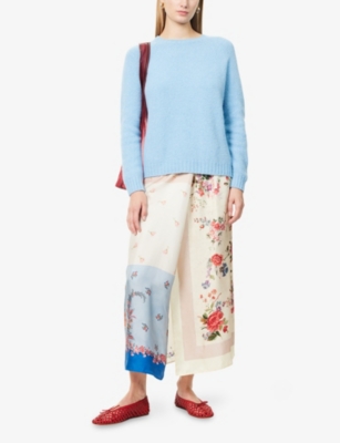 Weekend Max Mara Womens Light Blue Ghiacci Alpaca Wool-blend Knitted Jumper In Blue