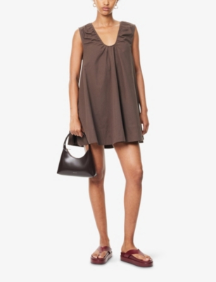 DISSH: Gabby Bitter Plunge-Neckline Cotton-Poplin Mini Dress