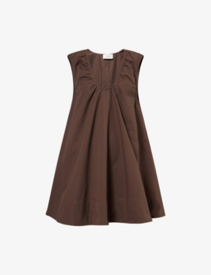 DISSH: Gabby Bitter Plunge-Neckline Cotton-Poplin Mini Dress