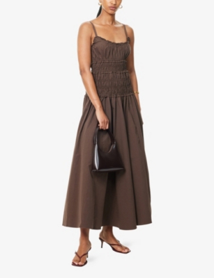 Toby Bitter Shirred Cotton-Poplin Dress
