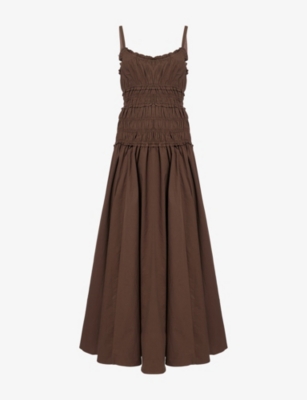 Toby Bitter Shirred Cotton-Poplin Dress