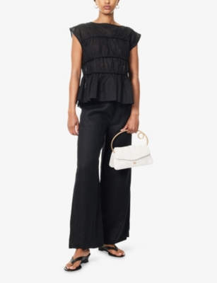 DISSH: Flynn Ruched Linen And Cotton Blend