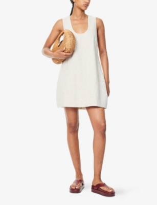 DISSH: Lotus Scoop-Neck Linen Mini Dress