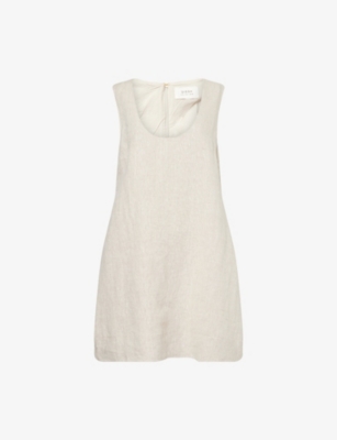 DISSH: Lotus Scoop-Neck Linen Mini Dress