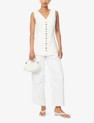 DISSH: Longline Flared Stretch-Woven Vest