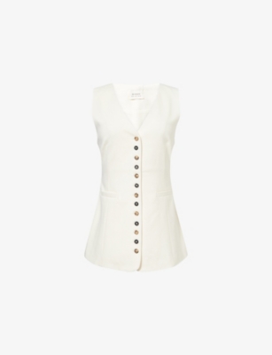 DISSH: Longline Flared Stretch-Woven Vest