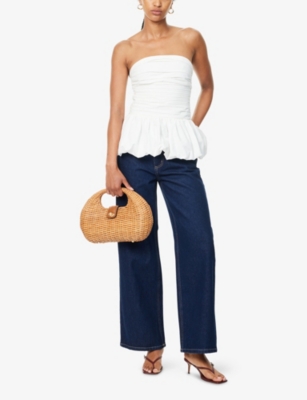DISSH WOMENS INDIGO REAGAN WIDE-LEG DENIM JEANS 