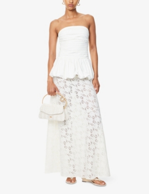 Dissh Womens Peggy Strapless Cotton-poplin Top White