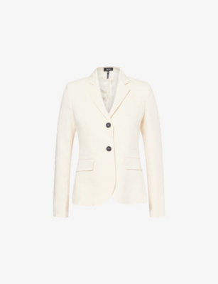 Me And Em And Em Womens Sharp-shoulder Notch-lapels Stretch-woven Blazer Vanilla
