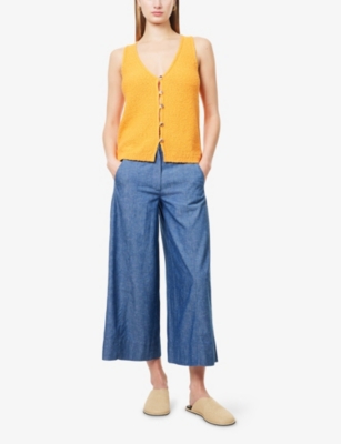 ME AND EM: Wide-Leg Tailored Denim Culottes