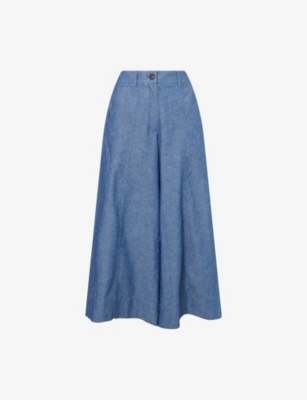 Me And Em And Em Womens Wide-leg Tailored Denim Culottes Light Blue Wash