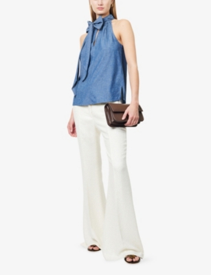 ME AND EM: Sleeveless Halterneck Denim Top