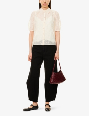 ME AND EM: Embroidered Lace-Collar Silk-Cotton Blouse