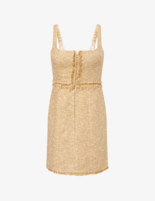 Me And Em And Em Womens Metallic Tweed Mini Dress Gold
