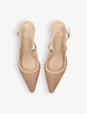 SAM EDELMAN WOMENS BEIGE BIANKA RHINESTONE-EMBELLISHED MESH SLINGBACK COURTS EUR 41 / 8 UK 