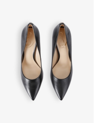 SAM EDELMAN WOMENS HAZEL LEATHER HEELED COURTS BLACK EUR 37 / 4 UK 