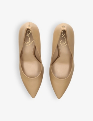 SAM EDELMAN WOMENS HAZEL LEATHER HEELED COURTS BEIGE EUR 38.5 / 5.5 UK 