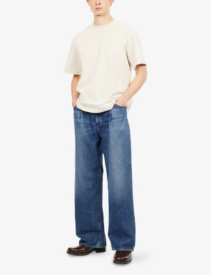 Agolde Mens Benton Pleat Wide-leg Denim Jeans Control (dk Ind) In Blue