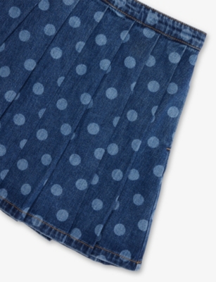 SELF PORTRAIT: Polka-Dot Pleated Denim Skirt 3-12 Years