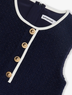 SELF PORTRAIT: Sleeveless Boucle Knitted Dress 3-12 Years