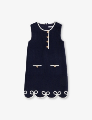 SELF PORTRAIT: Sleeveless Boucle Knitted Dress 3-12 Years