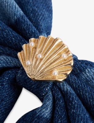 SELF-PORTRAIT: Bow Denim Hair Clip