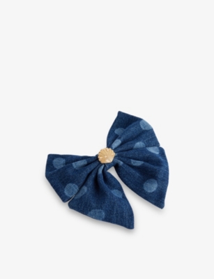 SELF-PORTRAIT: Bow Denim Hair Clip