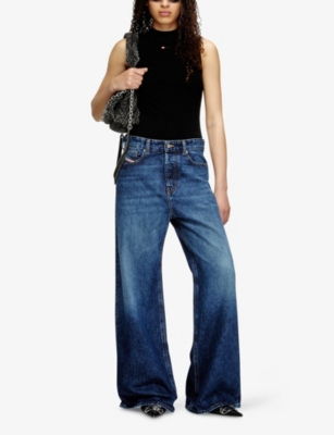 Diesel Womens 01 1996 D-sire Wide-leg Denim Jeans In Multi