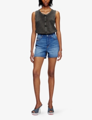 Diesel Womens 01 De-jiro Relaxed-fit Denim Shorts In Blue