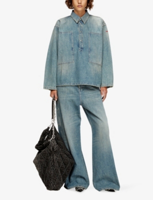 Diesel Womens 01 Relaxed-fit Chest-pocket Denim Shirt In Blue