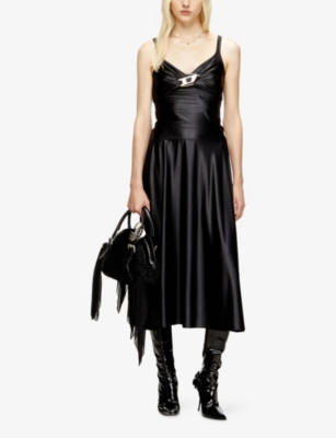 DIESEL: T-Amai Logo-Plaque Stretch-Nylon Top