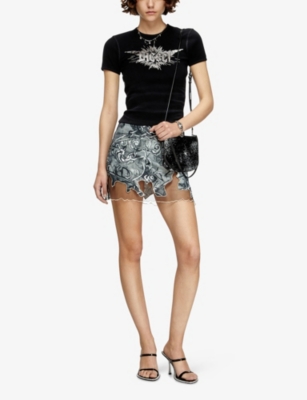 Diesel Womens 02 T-ele-p2 Graphic-print Cotton-jersey T-shirt In Multi