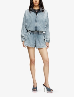 Diesel Womens 01 G-leam-r1 Denim-effect Woven Jacket In Blue