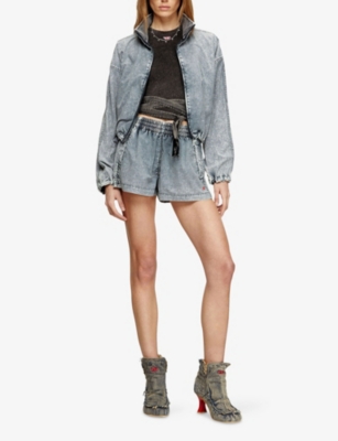Diesel Womens 01 S-ound Denim-effect Woven Shorts In Gray