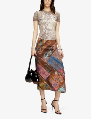 DIESEL: T-Uncuties-Long-R6 Abstract-Print Stretch-Cotton Jersey T-Shirt