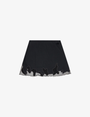 Diesel Womens 9xxa O-lane-r1 Tulle-inlay Stretch-woven Mini Skirt In Black