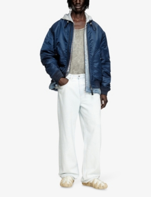 Diesel Mens 2001 D-macro Wide-leg Denim-blend Jeans In White
