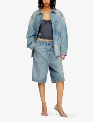 Diesel Mens 01 D-stack-u Relaxed-fit Denim Jacket In Blue
