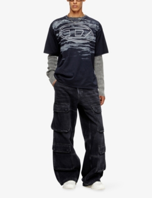 Diesel Mens 81e T-boxt-t5 Brand-print Cotton-jersey T-shirt In Blue
