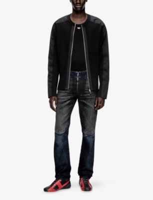 Diesel Mens 900 K-matty Zipped Cotton-knit Cardigan In Black