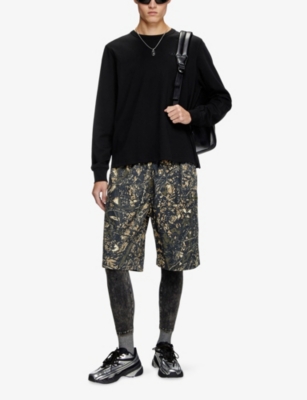 DIESEL: T-Adjust-Ls-Slits-R17 Long-Sleeved Cotton T-Shirt