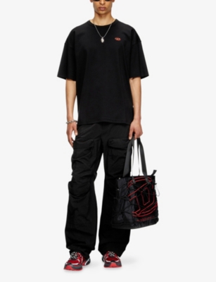Diesel Mens 9xx T-boxt-t6 Logo-embroidered Cotton-jersey T-shirt In Black