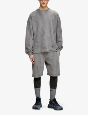 Diesel Mens 93ra S-baxt-t1 Cracked-effect Cotton-jersey Sweatshirt In Gray