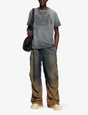 DIESEL: T-Norm-T9 Phoenix-Devoré Cotton-Blend T-Shirt