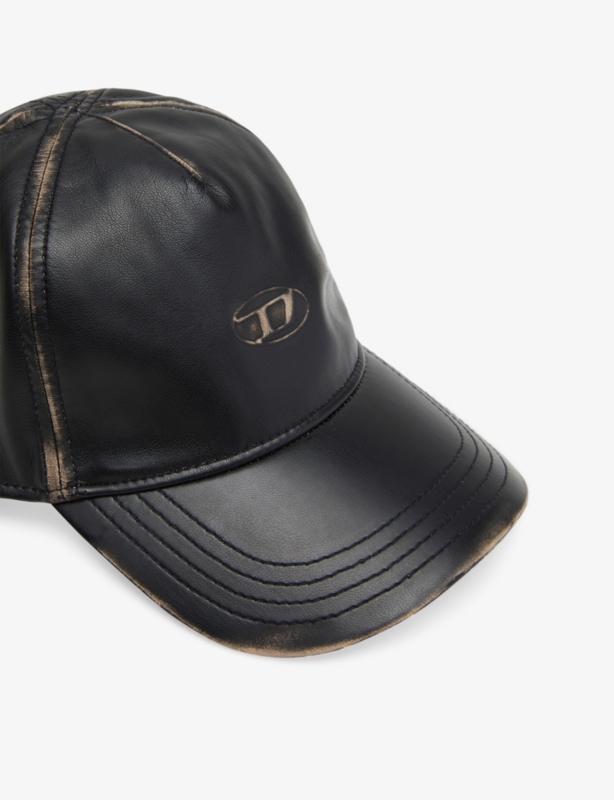 C-Heather Faux-Leather Baseball Cap