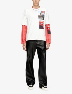 Diesel Mens 141 T-boxt-t3 Graphic-patch Cotton-jersey T-shirt In White