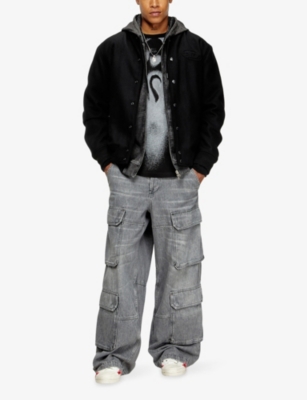 Diesel Mens 9xx J-arry Logo-embossed Wool-blend Bomber Jacket In Black