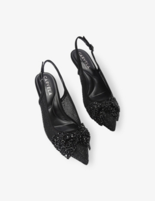 CARVELA: Chiara Bow Woven Heeled Slingbacks