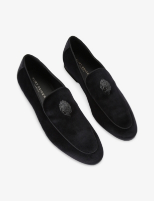 KURT GEIGER LONDON: Hugh Eagle-Embellished Velvet Loafers