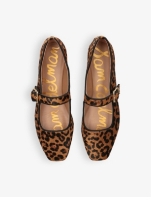 SAM EDELMAN WOMENS TAN COMB MICHAELA LEOPARD-PRINT LEATHER BALLET FLATS EUR 39 / 6 UK 